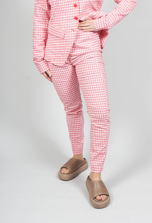 Skinny Leg Trousers in Cherry Check