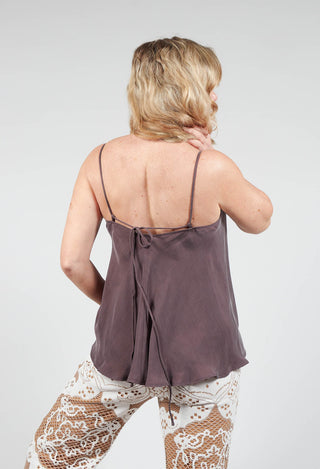 skinny strap cami top in cocoa with tie detailing
