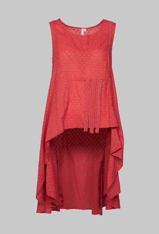 Sleeveless Blouse with Highlow Hem in Red