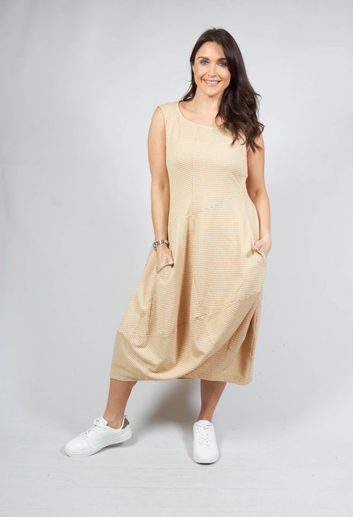 Sleeveless Dress with Seam Detail in Corn Check