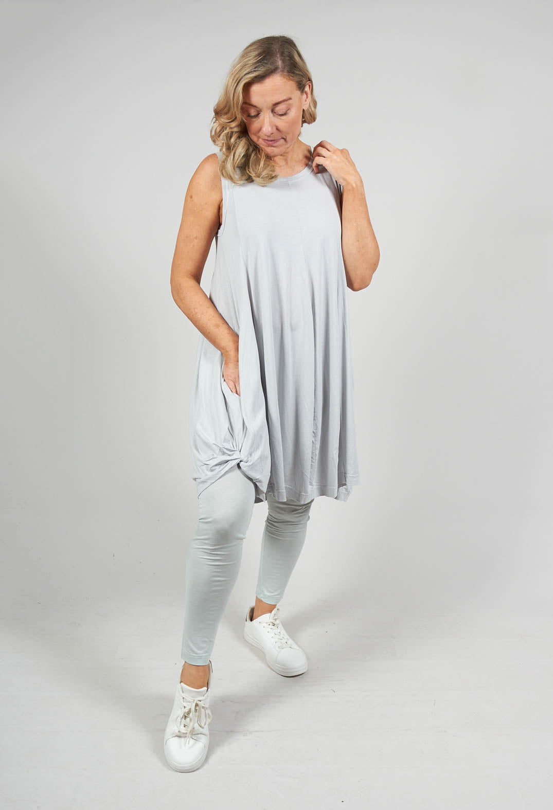 Sleeveless Jersey Dress in Ice