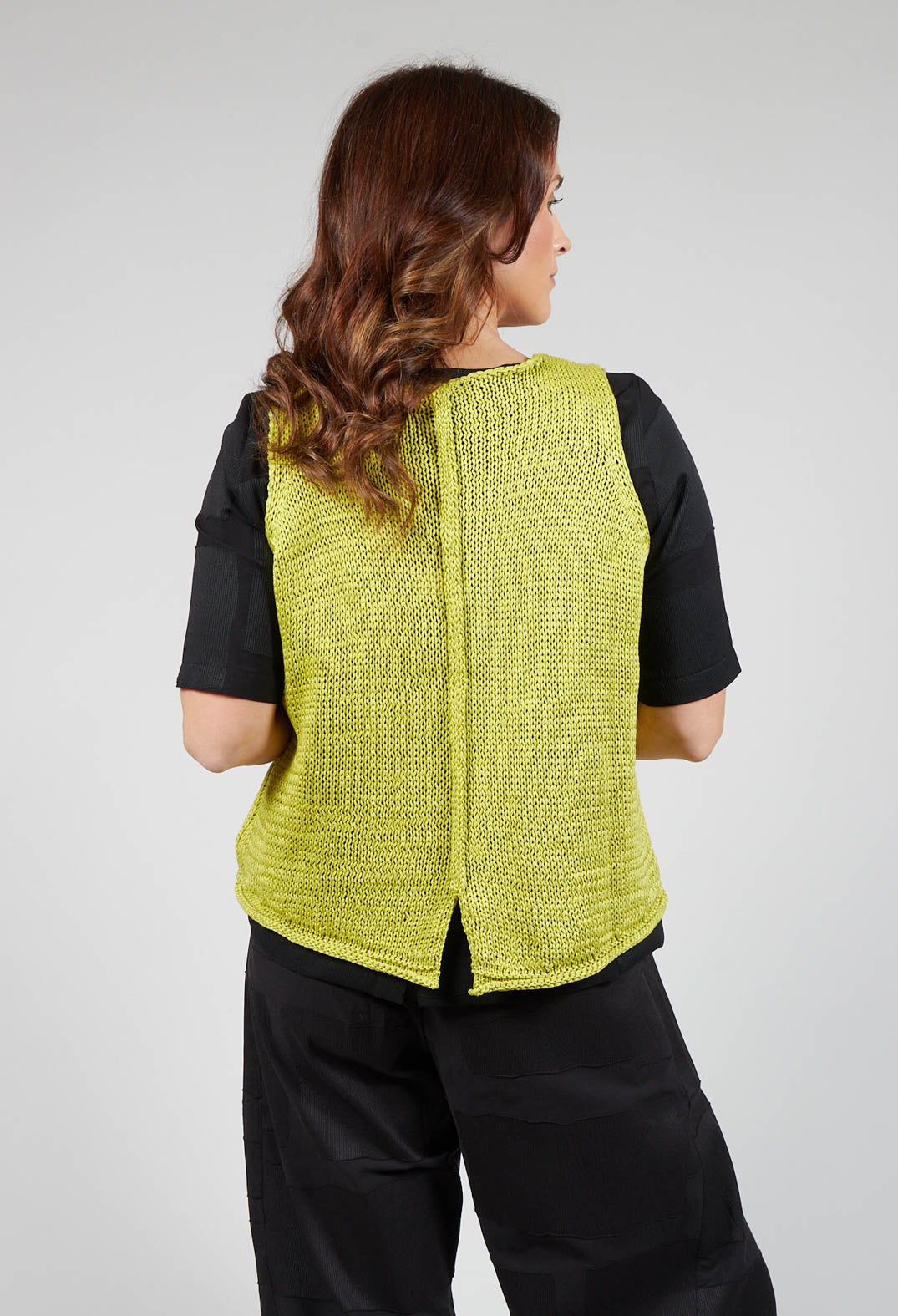 Sleeveless Knitted Vest in Lemon