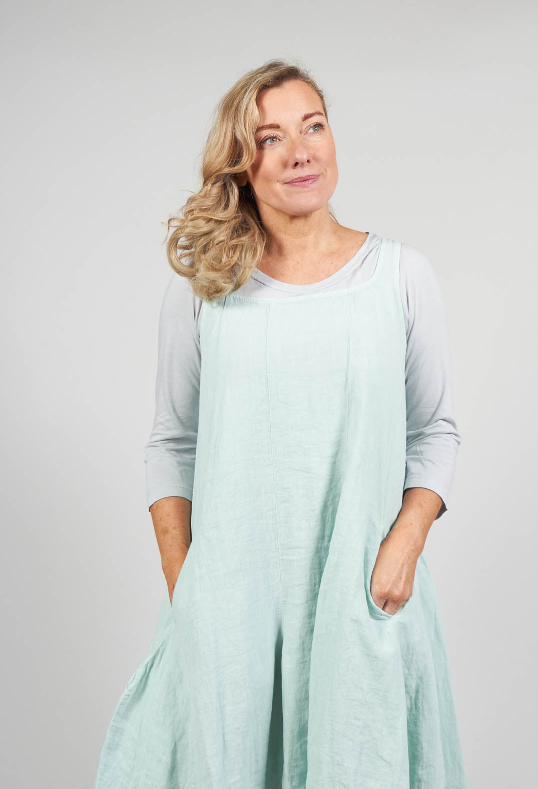 Sleeveless Linen Dress in Sky