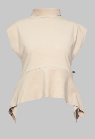 Sleeveless Pemplum Top in Beige