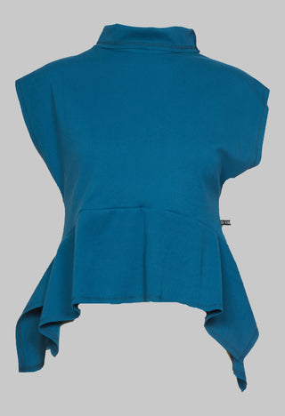 Sleeveless Pemplum Top in Peacock Blue