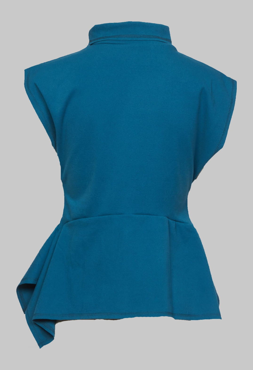 Sleeveless Pemplum Top in Peacock Blue