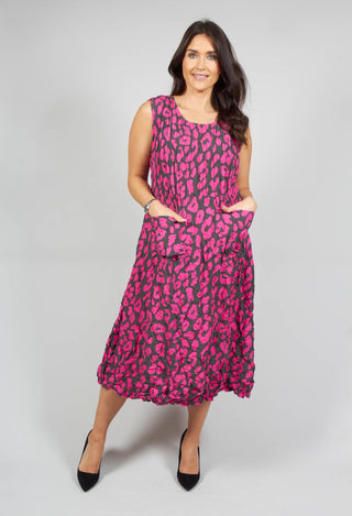 Sleeveless Smash Dress in Pink Leopard
