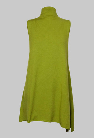 Sleeveless Top with Stand up Collar in Erba Green