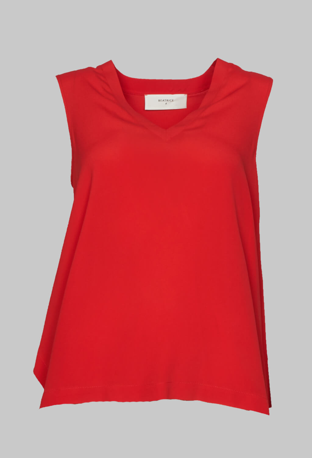 red sleeveless v neck loose fit top