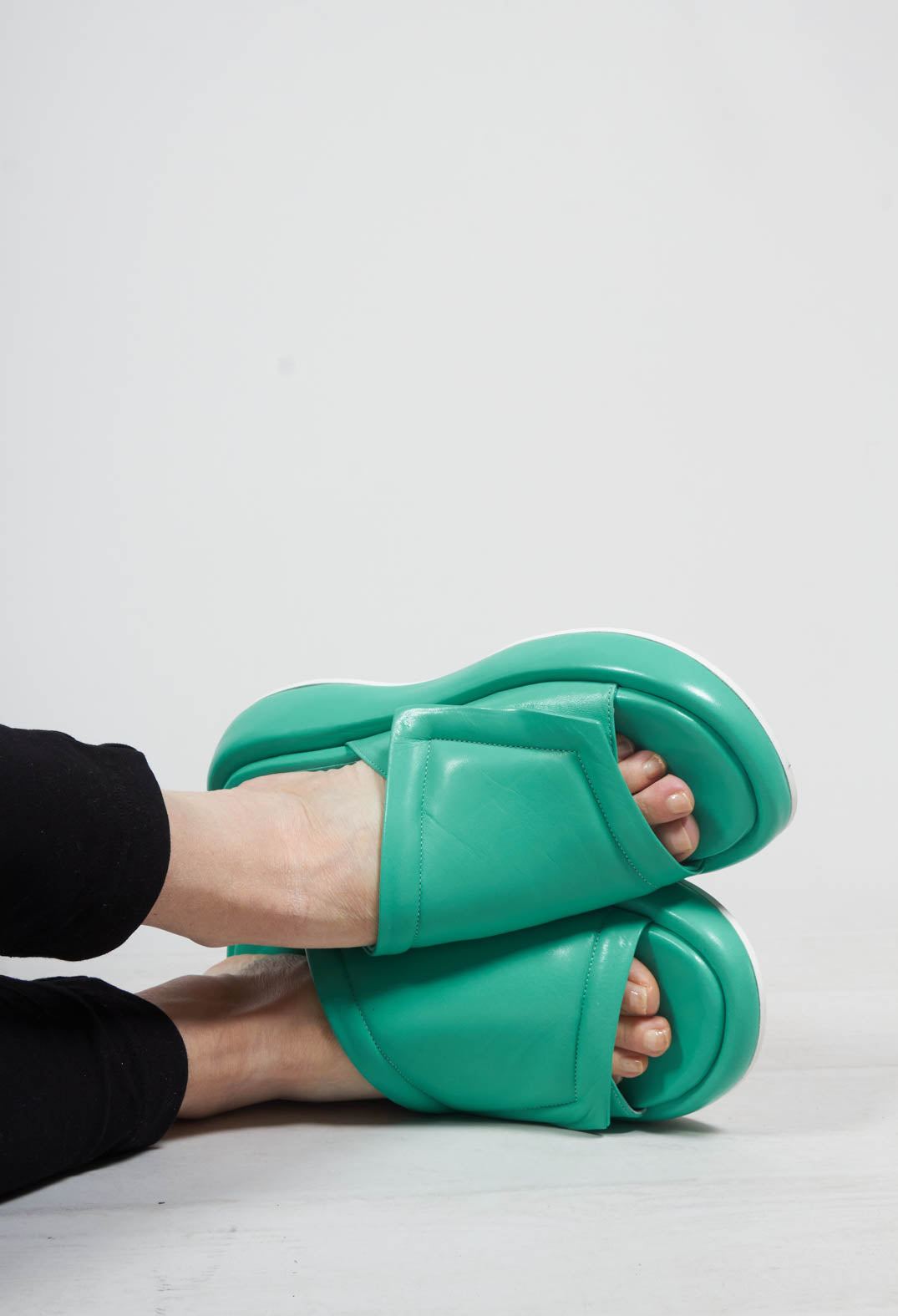 Sliders with Chunky Soles in Green