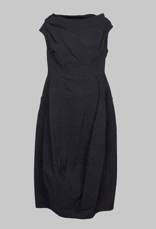 Slim Fit Dress with Tulip Hem in Slate Faux