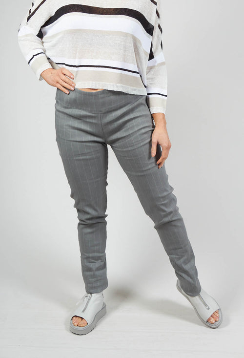 Slim Fit Pinstripe Trousers in Grey