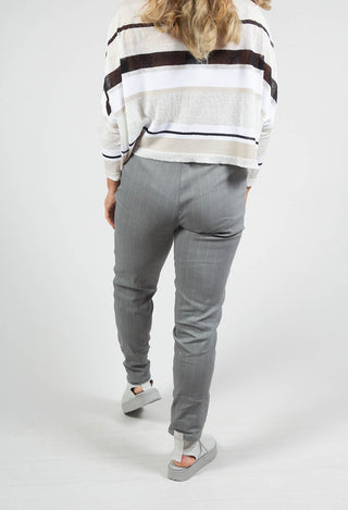 Slim Fit Pinstripe Trousers in Grey