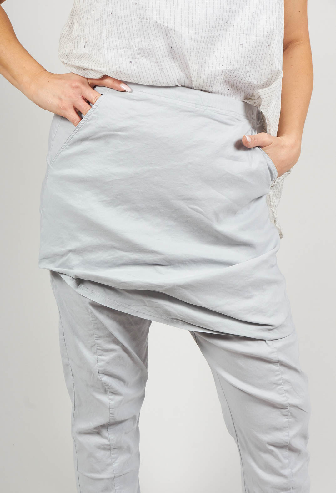 Slim Trousers with Front Overlay in Ice