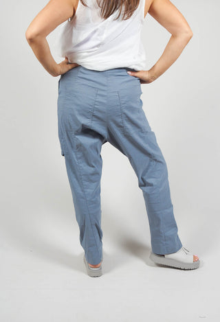 Slim Trousers with Front Overlay in Water