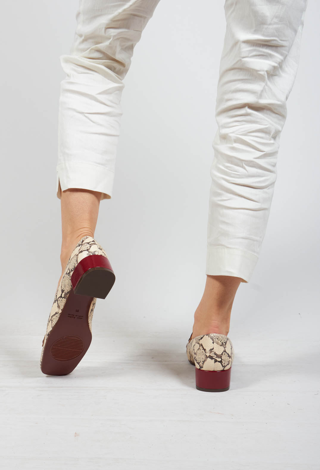 Snake Print Slip on Shoe with Contrasting Heel