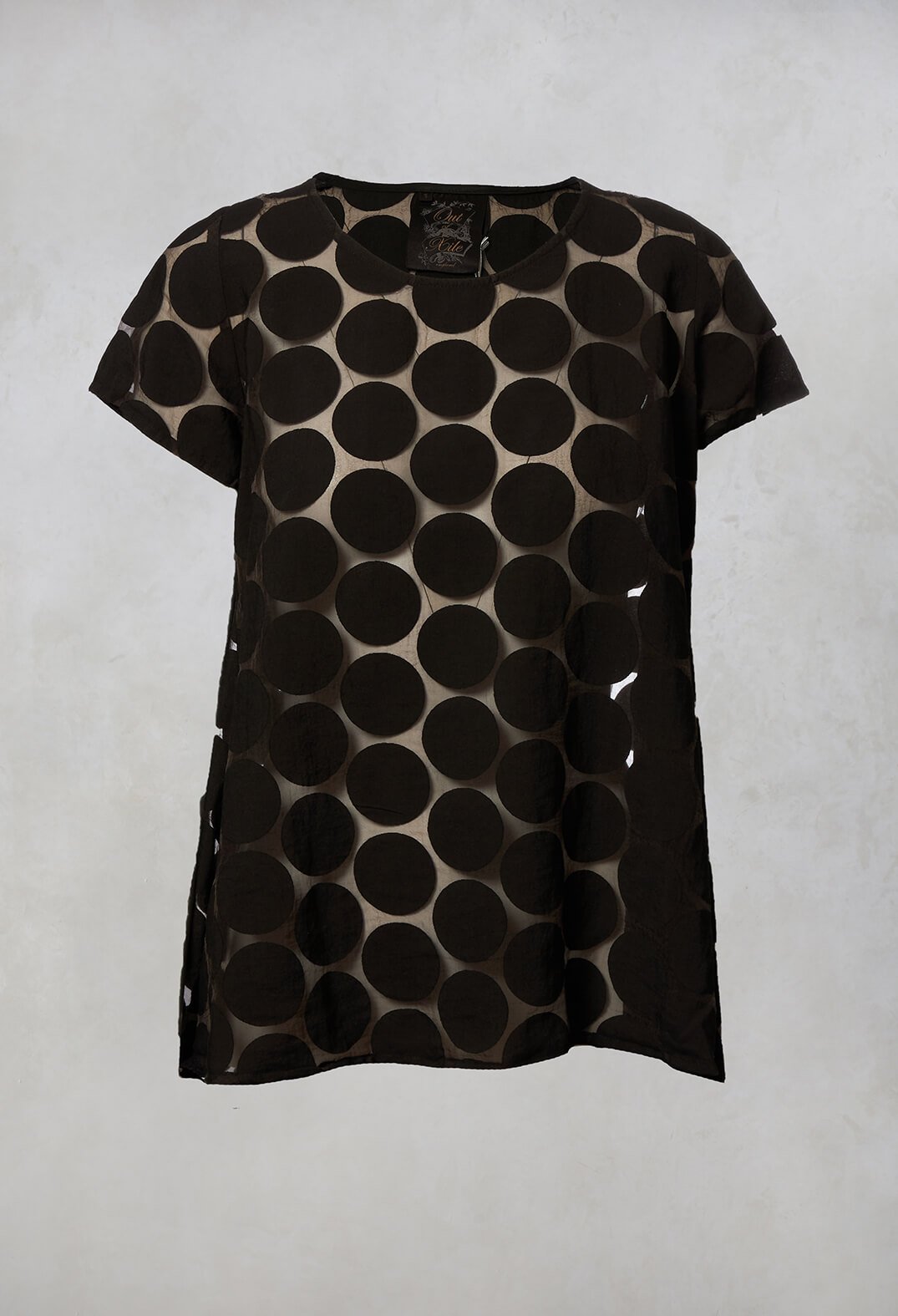 Spot Sheer Short Sleeve Tunic in Black