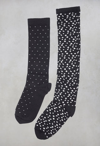 Spotty Socks in Black and White Pack of 2