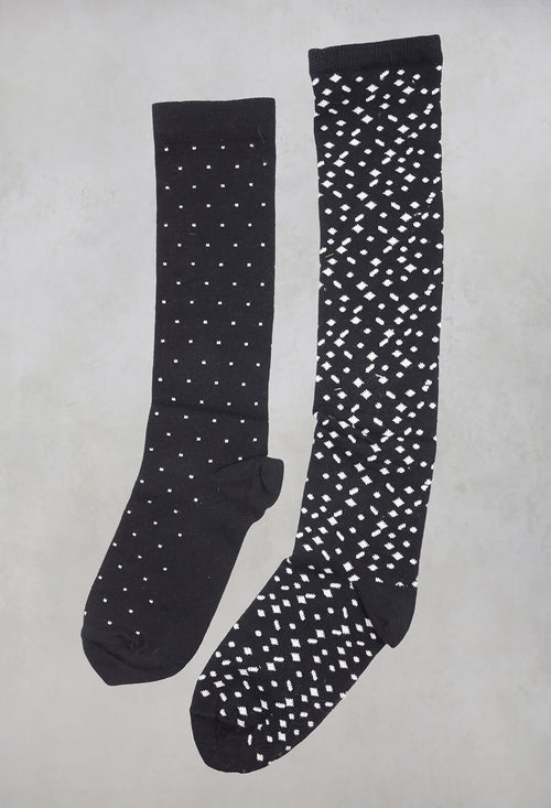 Spotty Socks in Black and White Pack of 2