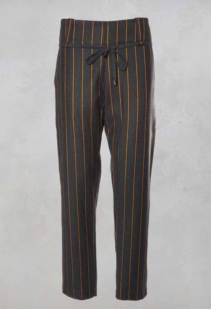 Straight Pinstripe Trousers in Grey