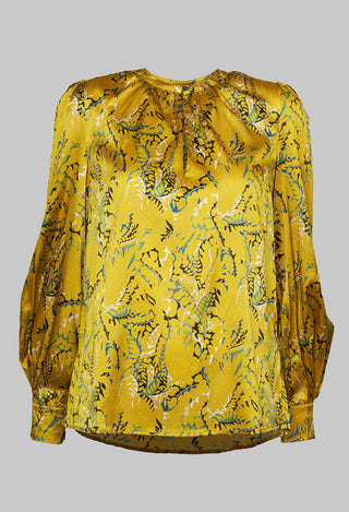 Stacy Blouse with Volume Sleeves in Anthurium Canary