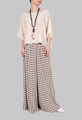 Wide Leg Trousers in Beige/Bianco