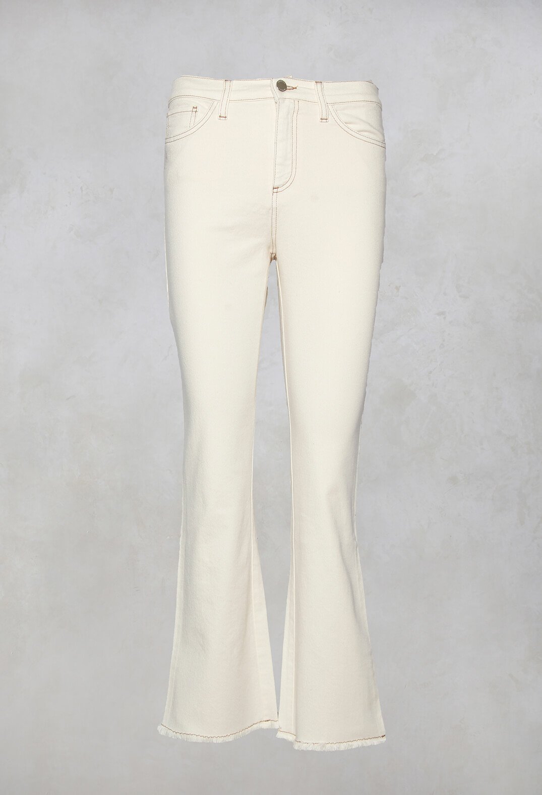 beige straight leg jeans