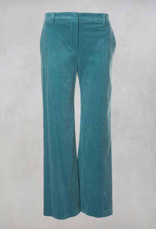 Straight Leg Courdroy Trousers in Octane Green