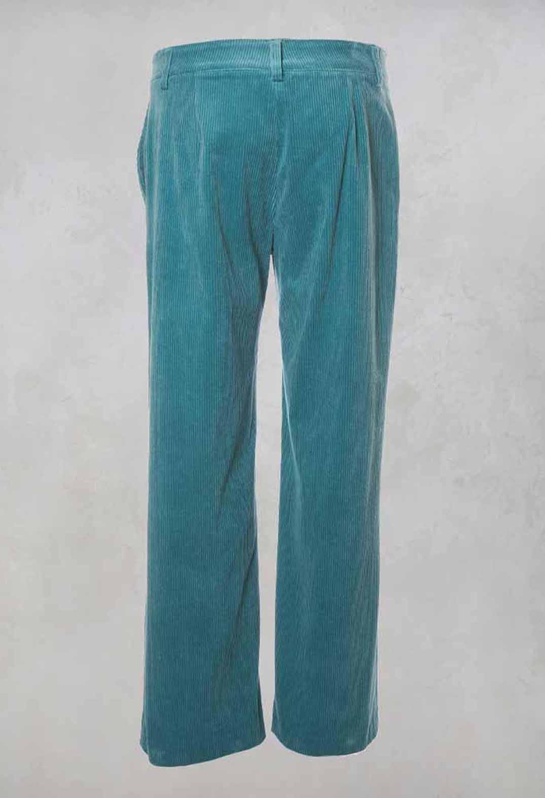 Straight Leg Courdroy Trousers in Octane Green