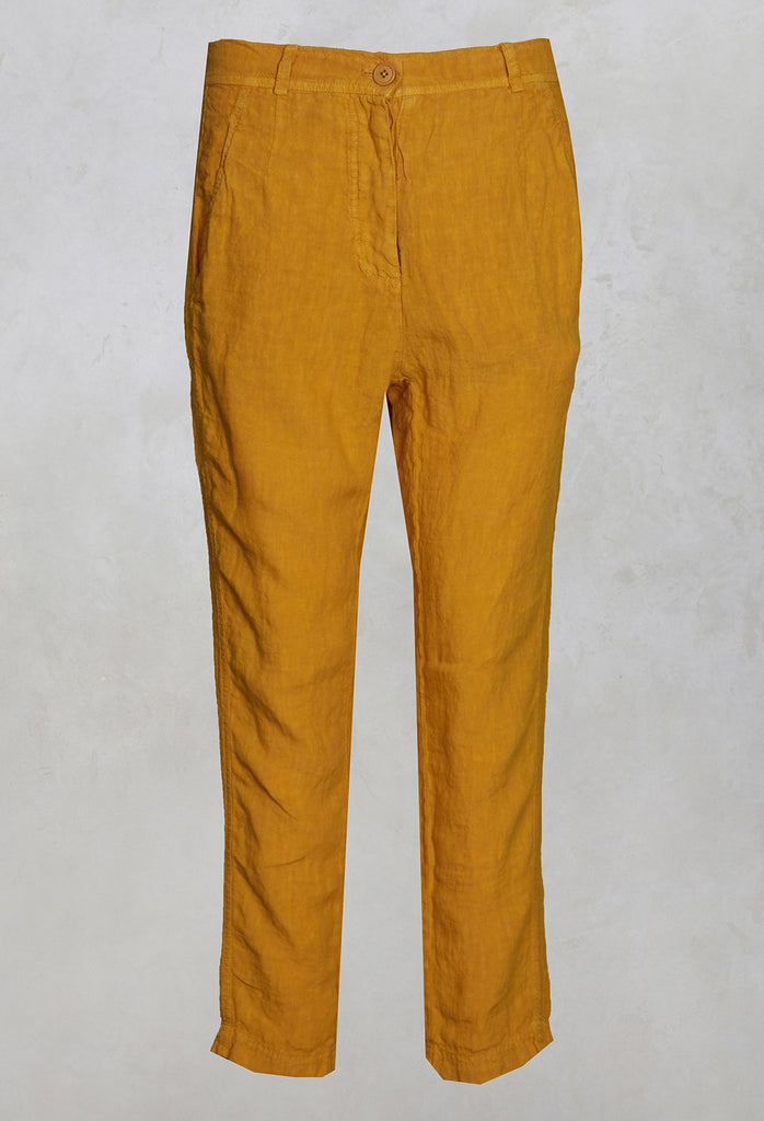 Straight Leg Linen Trousers in Mango
