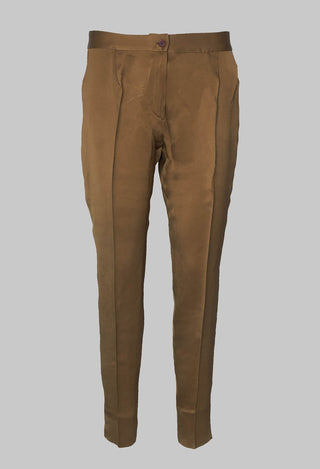 Straight Leg Pleated Trousers in Rust