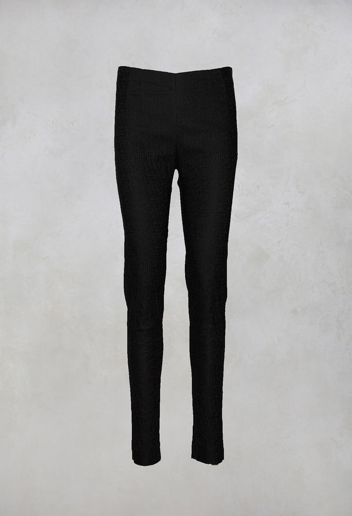 Straight Leg Textured Trousers in Black
