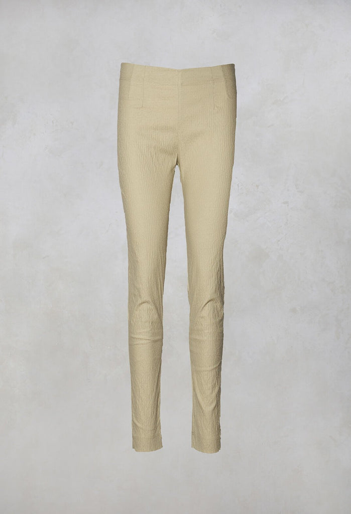 Straight Leg Textured Trousers in Chalk