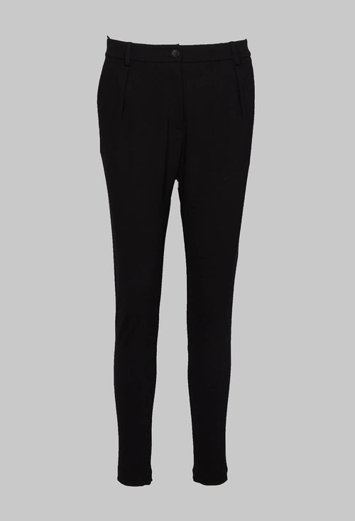 Straight Leg Trousers with Ankle Zip in Black