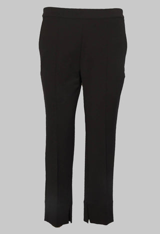 Straight Leg Trousers with Front and Back Pleats in Black