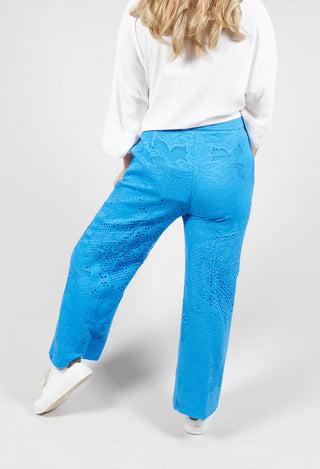 Beatrice B straight leg trousers in blue with lace detail