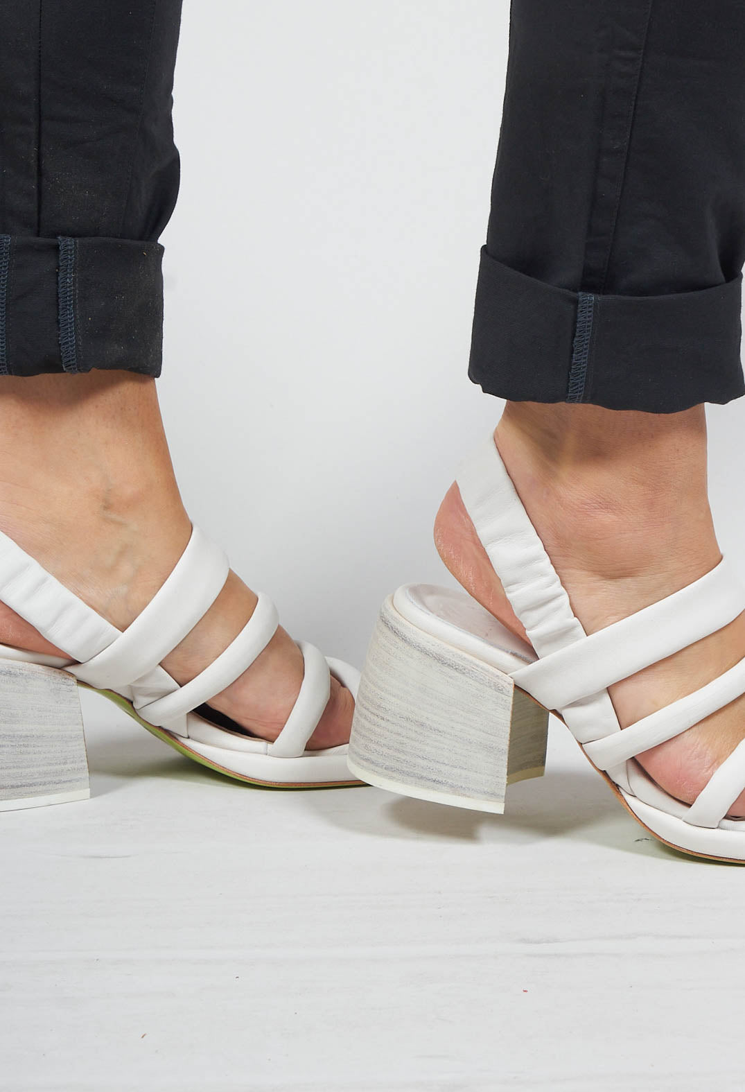 Strappy Heeled Sandals in Gesso