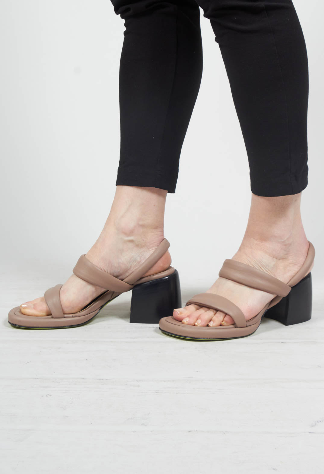 Strappy Heeled Sandals in Taupe