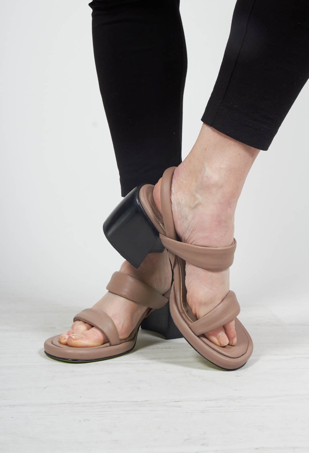 Strappy Heeled Sandals in Taupe