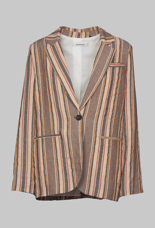 Striped Blazer with Single Button Fastening