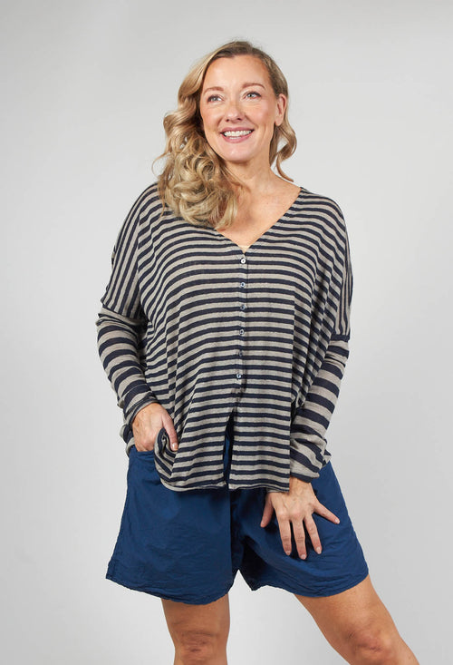 Striped Cardigan in Navy