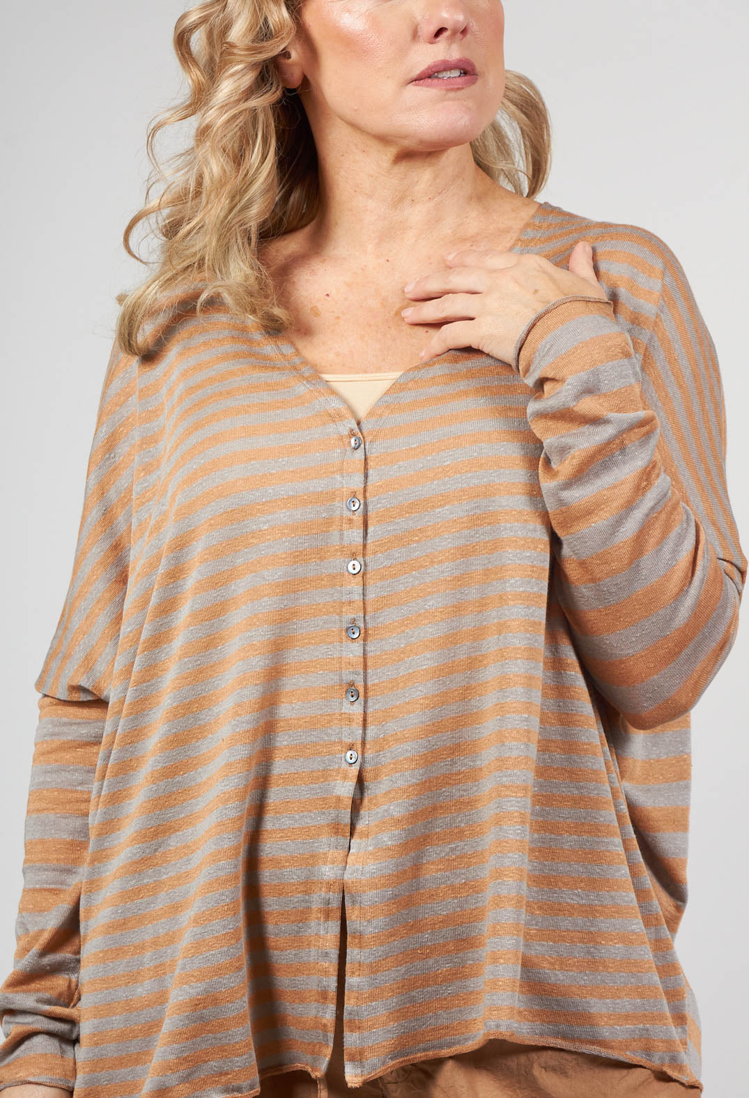 Striped Cardigan in Pottery