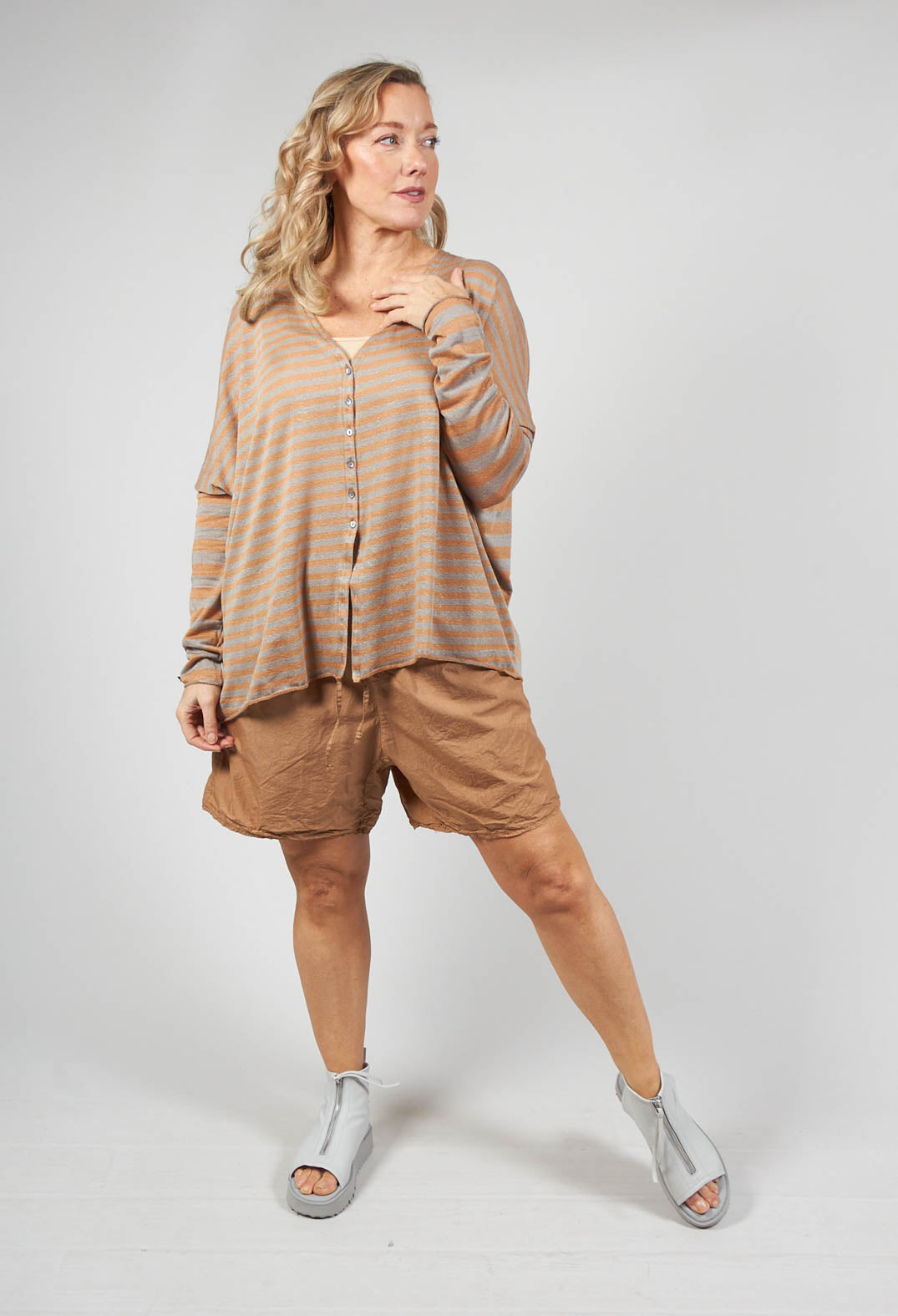 Striped Cardigan in Pottery
