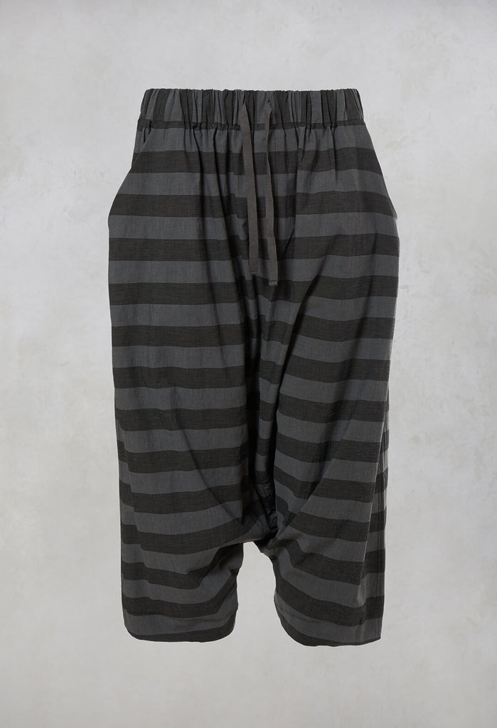 Striped Harem Trousers in Dark Grey