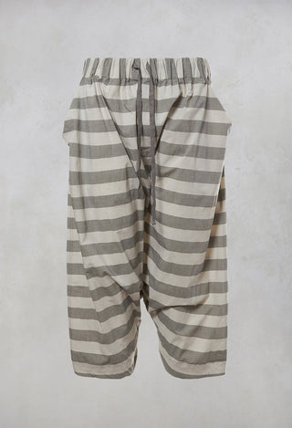 Striped Harem Trousers in Light Grey