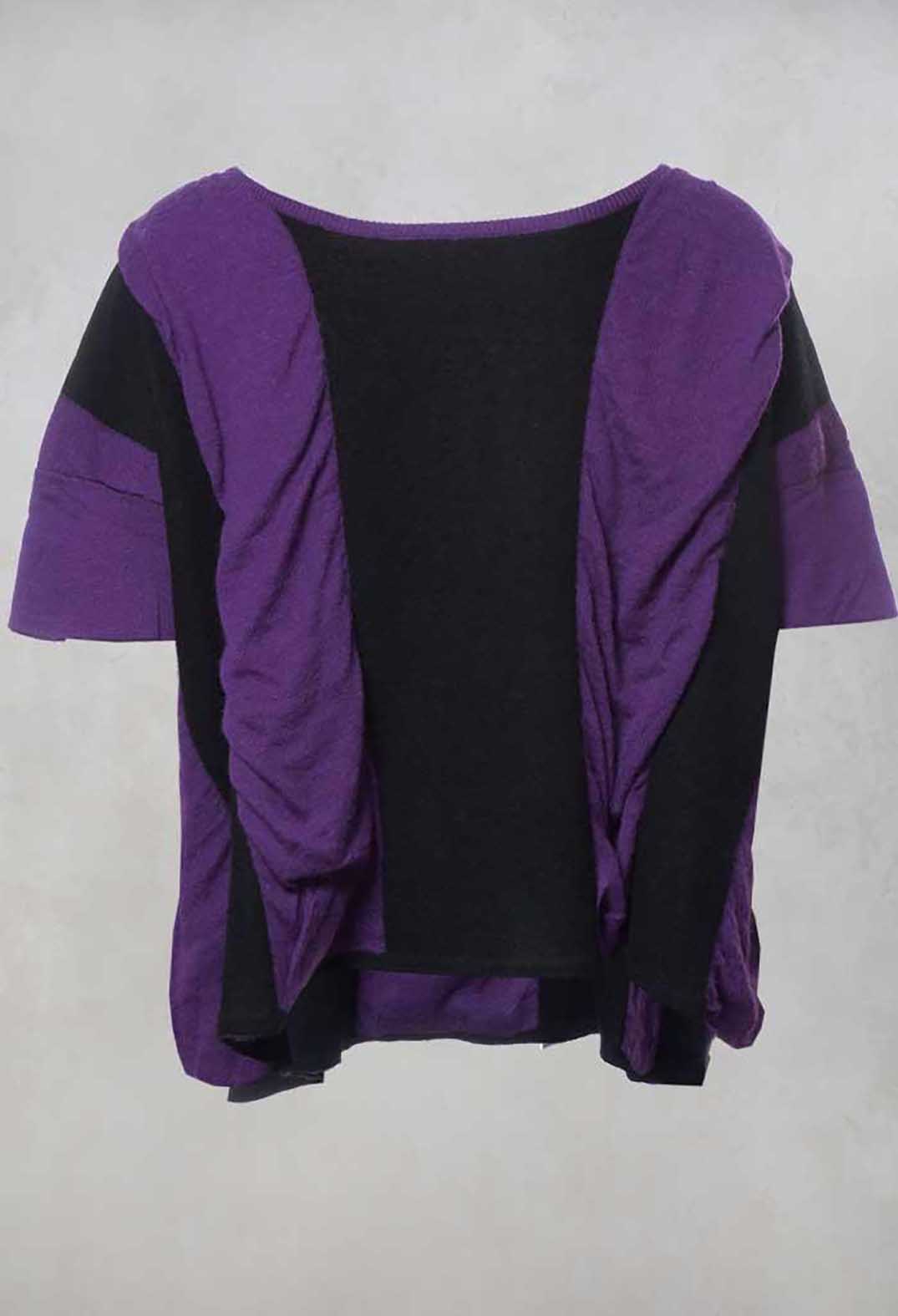 Striped Knitted Top in Black / Purple