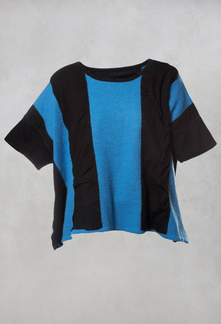 Striped Knitted Top in Black / Blue