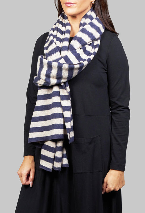 Striped Scarf in Navy