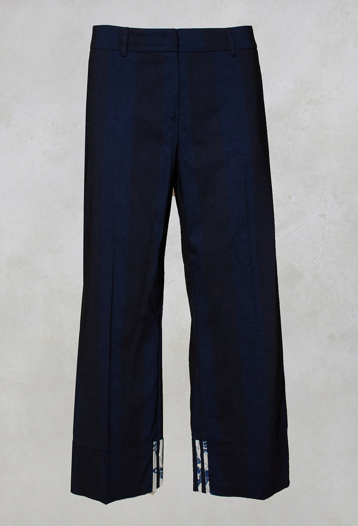 Beatrice B striped turn up trousers in blue