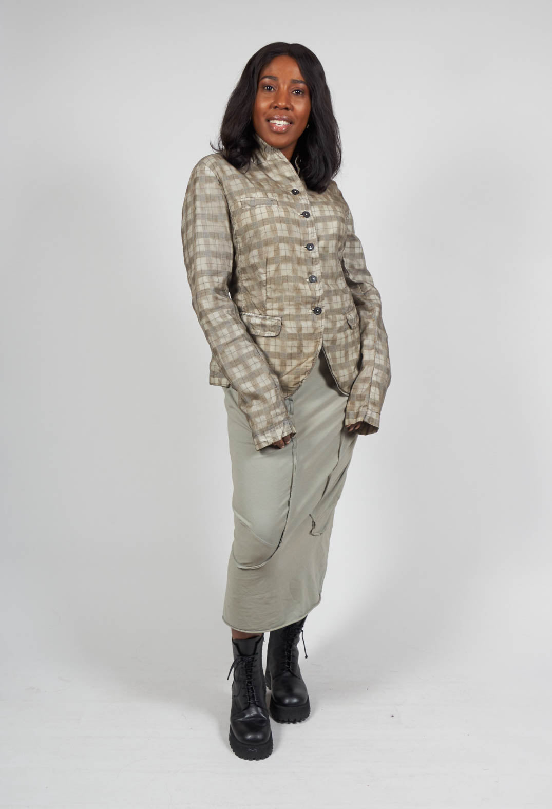 Structured Jacket in Linen Check